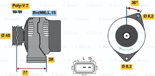 BOSCH 0 986 041 391 - Генератор vvparts.bg