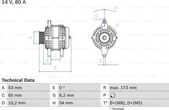 BOSCH 0 986 041 381 - Генератор vvparts.bg