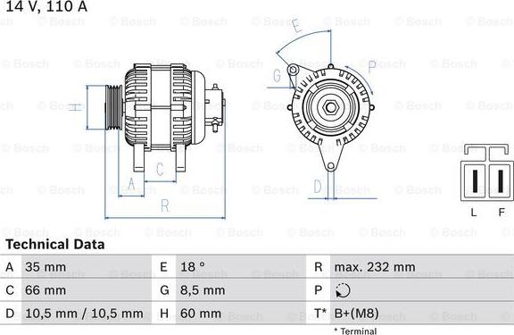 BOSCH 0 986 048 301 - Генератор vvparts.bg