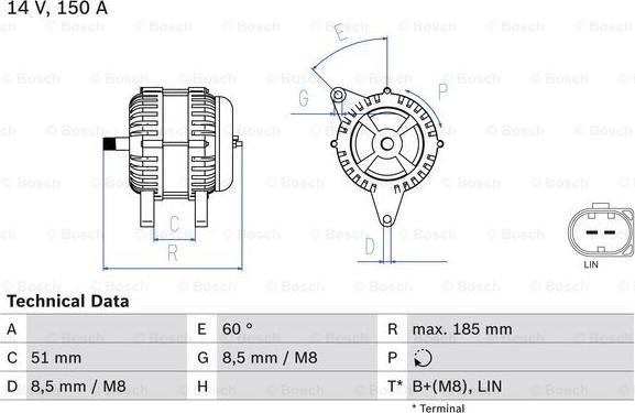 BOSCH 0 986 048 380 - Генератор vvparts.bg