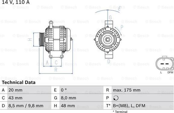 BOSCH 0 986 048 750 - Генератор vvparts.bg