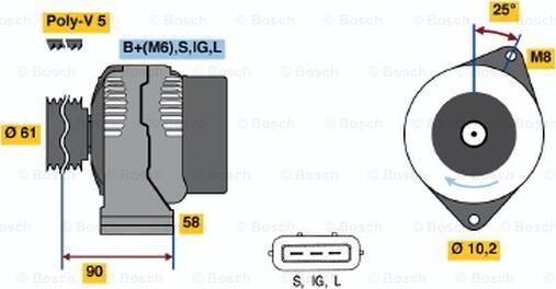 BOSCH 0 986 043 051 - Генератор vvparts.bg