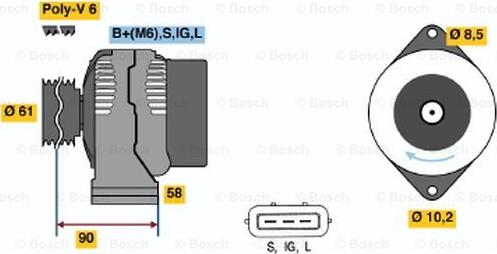 BOSCH 0 986 043 061 - Генератор vvparts.bg