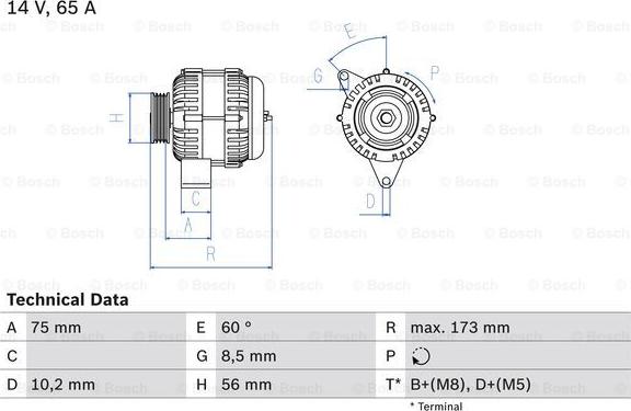 BOSCH 0 986 042 111 - Генератор vvparts.bg