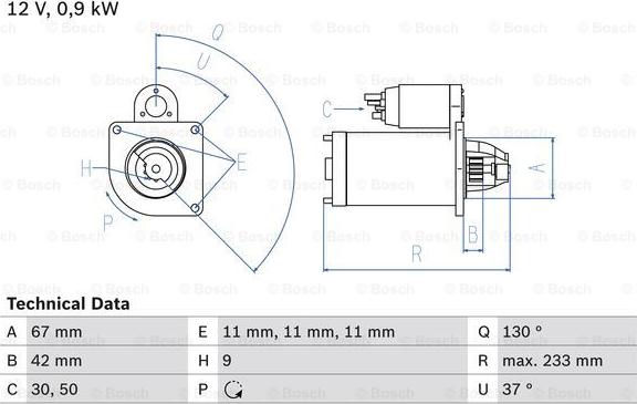 BOSCH 0 986 019 030 - Стартер vvparts.bg