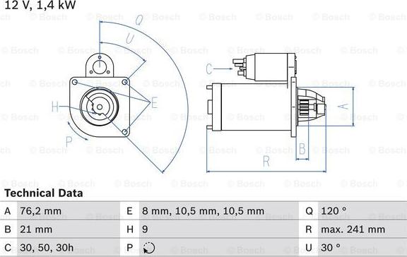 BOSCH 0 986 014 900 - Стартер vvparts.bg