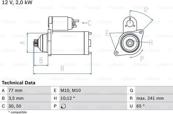 BOSCH 0 986 014 141 - Стартер vvparts.bg