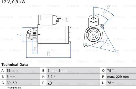 BOSCH 0 986 014 350 - Стартер vvparts.bg