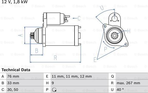 BOSCH 0 986 015 970 - Стартер vvparts.bg