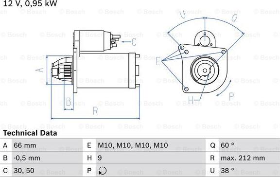 BOSCH 0 986 015 010 - Стартер vvparts.bg