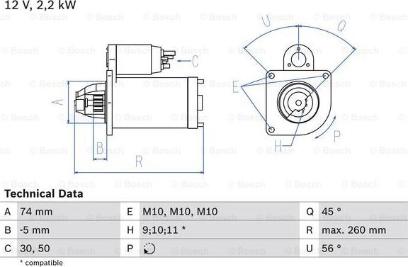 BOSCH 0 986 016 950 - Стартер vvparts.bg