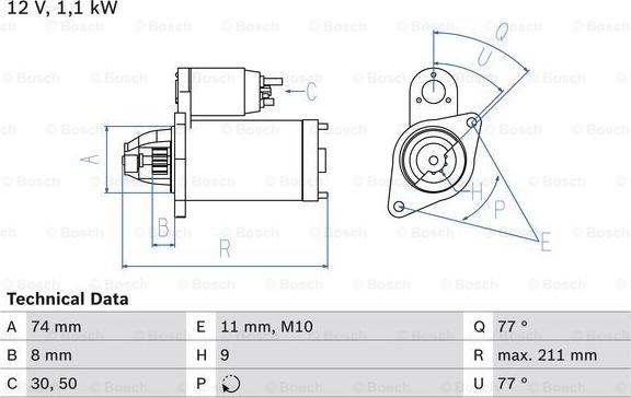 BOSCH 0 986 016 500 - Стартер vvparts.bg