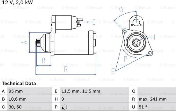 BOSCH 0 986 016 031 - Стартер vvparts.bg