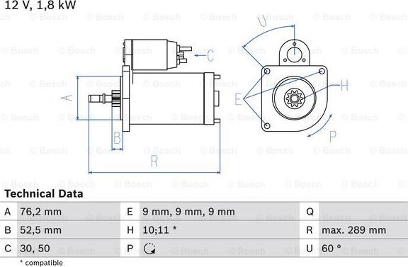 BOSCH 0 986 016 190 - Стартер vvparts.bg