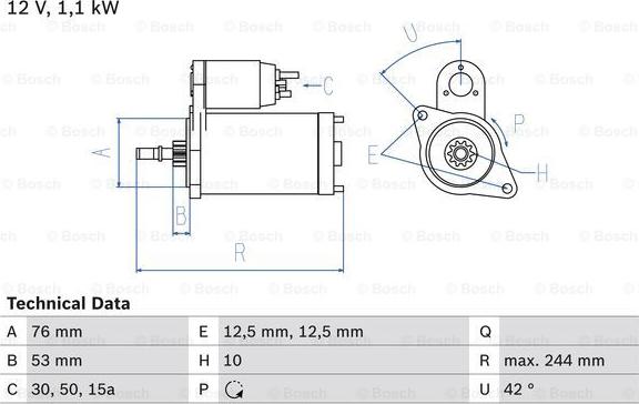 BOSCH 0 986 016 110 - Стартер vvparts.bg