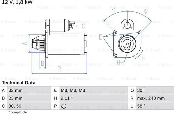 BOSCH 0 986 016 870 - Стартер vvparts.bg