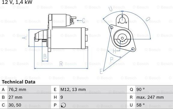 BOSCH 0 986 016 780 - Стартер vvparts.bg