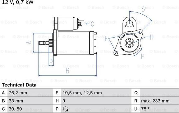 BOSCH 0 986 010 530 - Стартер vvparts.bg