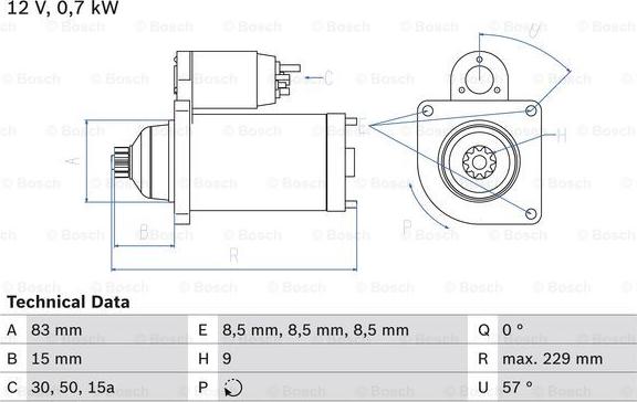 BOSCH 0 986 010 570 - Стартер vvparts.bg