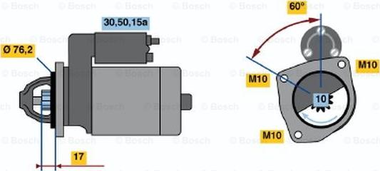 BOSCH 0 986 010 240 - Стартер vvparts.bg