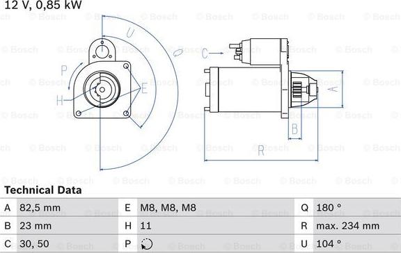 BOSCH 0 986 011 910 - Стартер vvparts.bg