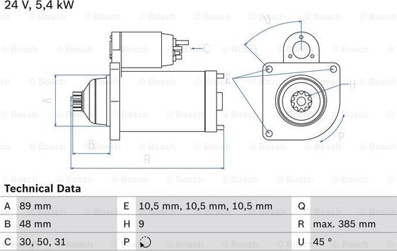 BOSCH 0 986 011 550 - Стартер vvparts.bg