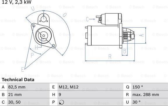 BOSCH 0 986 011 150 - Стартер vvparts.bg