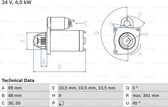 BOSCH 0 986 011 280 - Стартер vvparts.bg