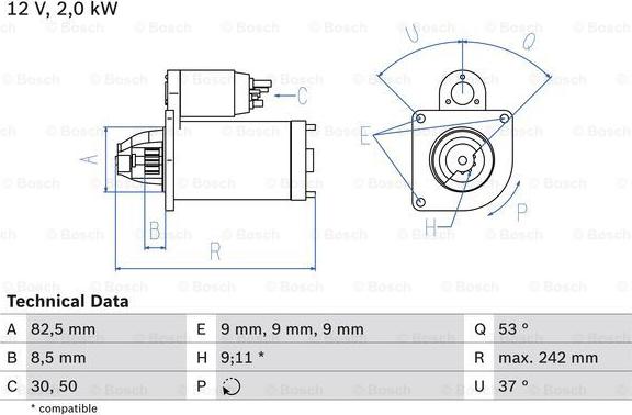 BOSCH 0 986 018 450 - Стартер vvparts.bg