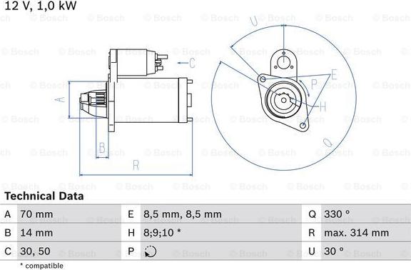 BOSCH 0 986 018 570 - Стартер vvparts.bg