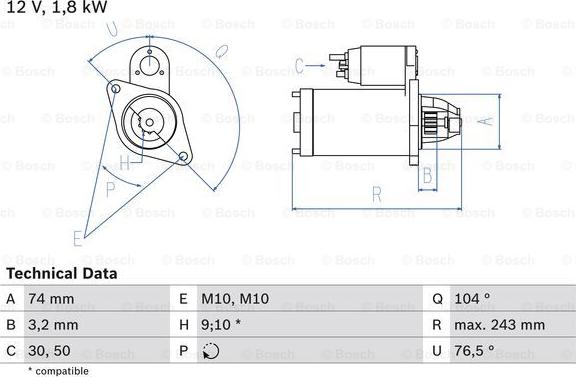 BOSCH 0 986 018 680 - Стартер vvparts.bg