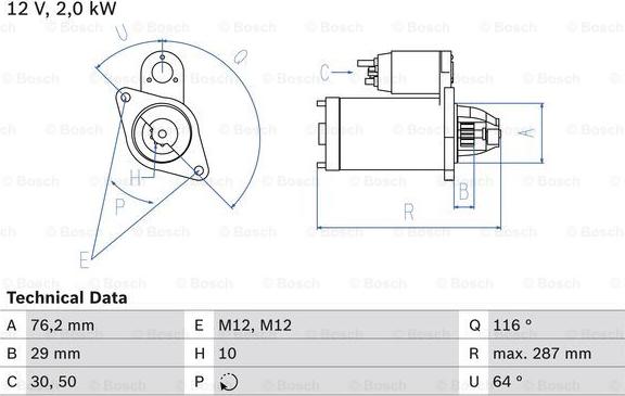 BOSCH 0 986 018 020 - Стартер vvparts.bg