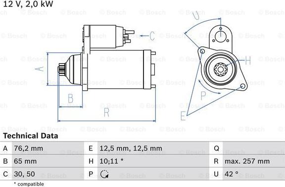 BOSCH 0 986 018 390 - Стартер vvparts.bg