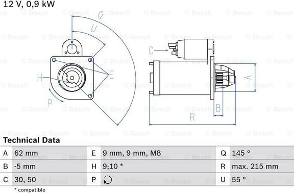 BOSCH 0 986 013 850 - Стартер vvparts.bg