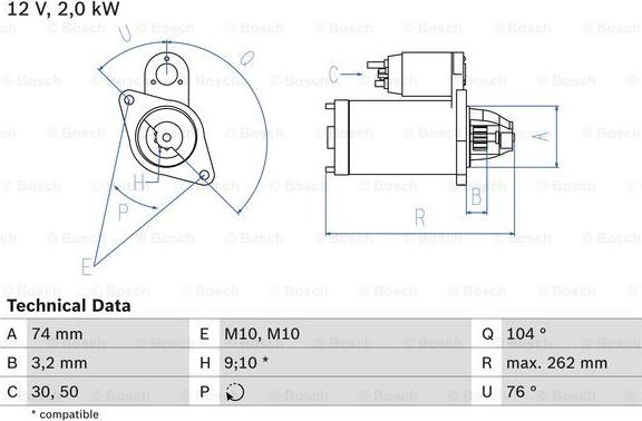 BOSCH 0 986 017 500 - Стартер vvparts.bg