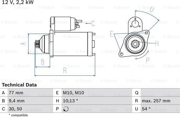 BOSCH 0 986 017 611 - Стартер vvparts.bg