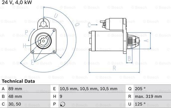 BOSCH 0 986 017 240 - Стартер vvparts.bg