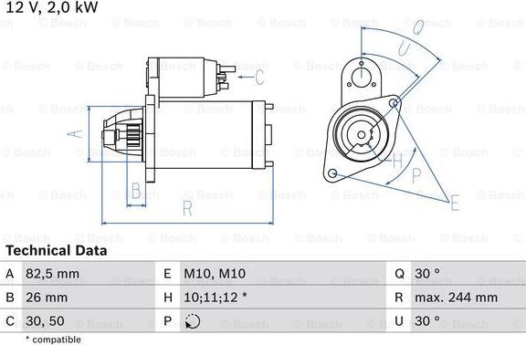 BOSCH 0 986 017 260 - Стартер vvparts.bg