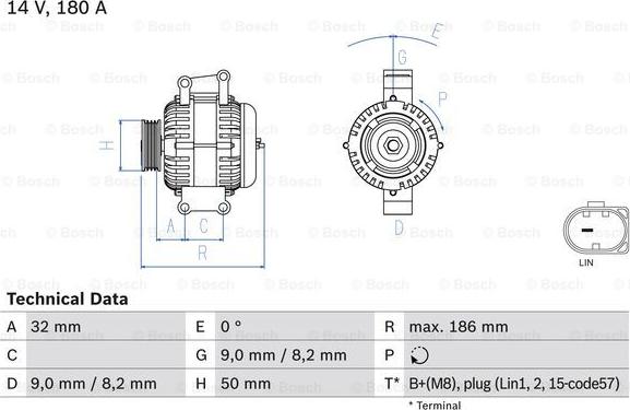 BOSCH 0 986 084 590 - Генератор vvparts.bg