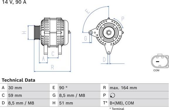 BOSCH 0 986 084 750 - Генератор vvparts.bg