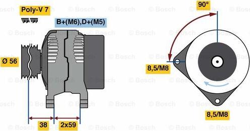 BOSCH 0 986 080 950 - Генератор vvparts.bg