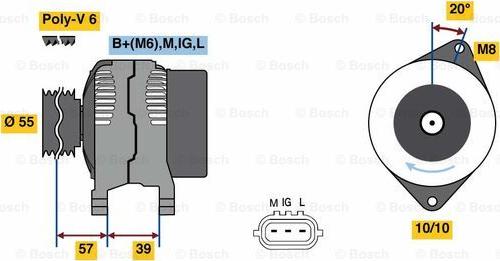 BOSCH 0 986 080 590 - Генератор vvparts.bg