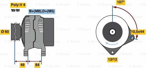 BOSCH 0 986 080 550 - Генератор vvparts.bg