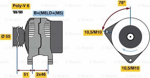 BOSCH 0 986 080 530 - Генератор vvparts.bg