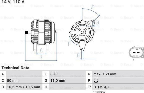 BOSCH 0 986 080 060 - Генератор vvparts.bg