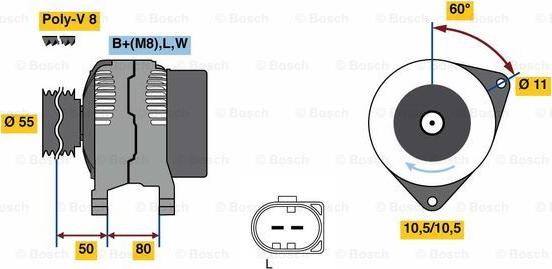 BOSCH 0 986 080 070 - Генератор vvparts.bg