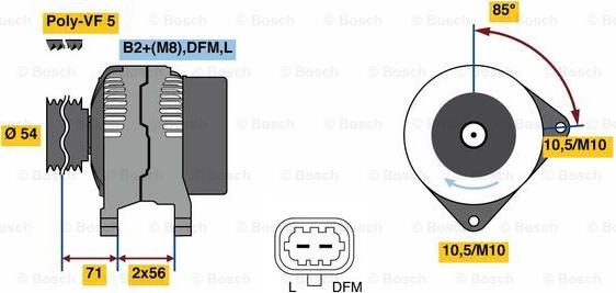 BOSCH 0 986 080 100 - Генератор vvparts.bg