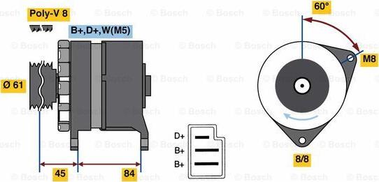 BOSCH 0 986 080 850 - Генератор vvparts.bg