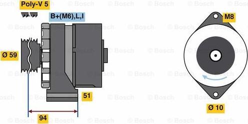 BOSCH 0 986 080 760 - Генератор vvparts.bg