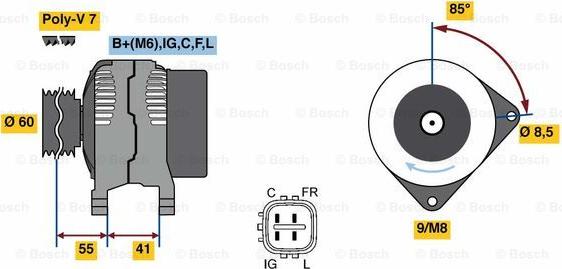 BOSCH 0 986 080 730 - Генератор vvparts.bg